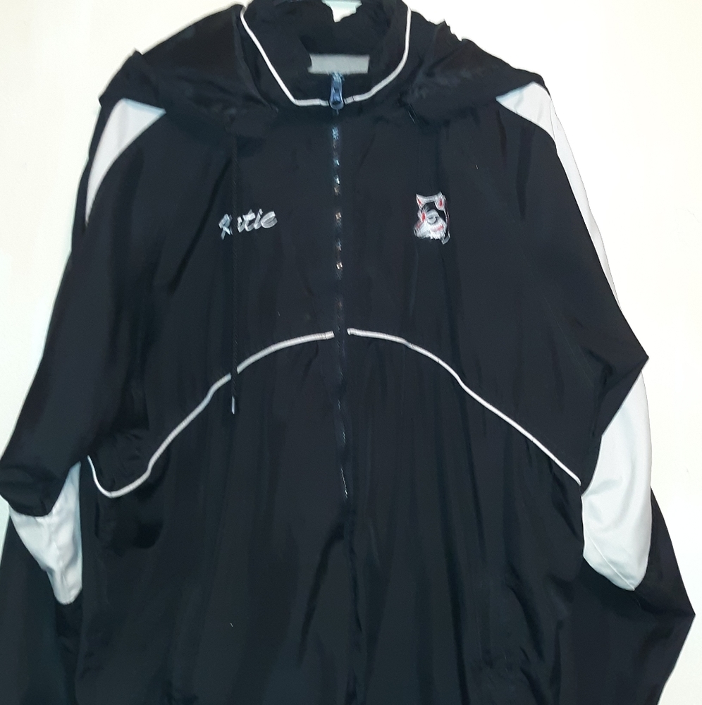 GTM Sportswear Mens Jacket With Hoodie Size L Zip Up Front Zip Off Hood